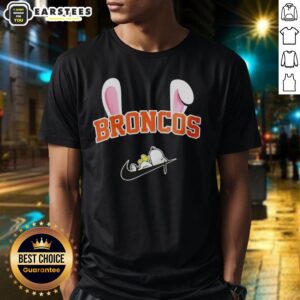 Awesome Denver Broncos X Snoopy Happy Easter T-Shirt featuring a vibrant design celebrating Easter and team spirit.