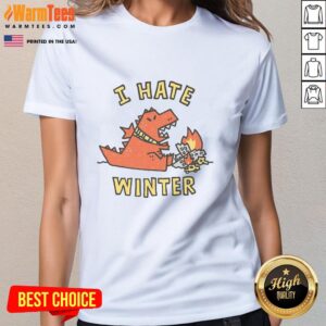 Alt Text: Pretty I Hate Winter Hostila winter ladies tee featuring a cozy design perfect for chilly days.