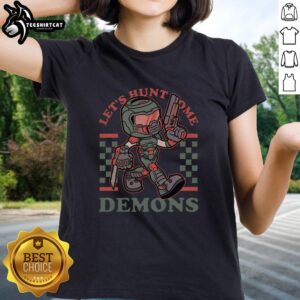 Awesome Game mascot in 'Demon Slayer: Let's Hunt Some Demon Ladies' tee, showcasing vibrant artwork and bold design.