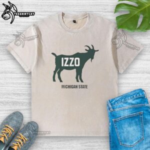 Official Goat Tom Izzo Michigan State Spartans Basketball washed t-shirt featuring team logo and vintage design.
