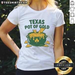 Top Texas Pot of Gold St. Patrick's Day ladies tee featuring a vibrant design and festive colors for celebrating.