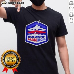 Alt Text: Top The Nerd Closet Mat Maniacs T-Shirt featuring a vibrant graphic design for gaming enthusiasts.