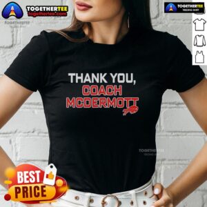 Original Thank You Coach McDermott Buffalo Bills logo ladies tee featuring vibrant team colors and stylish design.