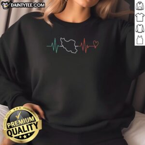 Premium Iran Map Heartbeat Sweatshirt featuring a stylish design perfect for showcasing love for Iran.