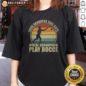 Real grandpas play bocce ball on a sunny day, showcasing fun and active lifestyles with the 'Original Some Grandpas Take Naps' tee.