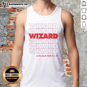 Nice wizard casting a fireball on a stylish tank top, perfect for magic lovers and fantasy enthusiasts.