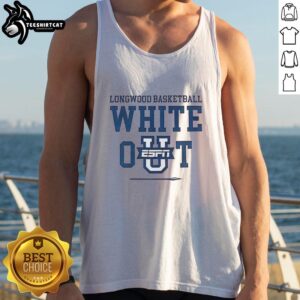 Nice Longwood Basketball White Out Tank Top featuring vibrant team colors and logo, perfect for game day attire.