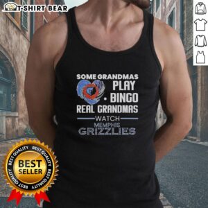 Real grandmas playing bingo in Memphis Grizzlies tank tops, showcasing fun and style with Awesome Some Grandmas.