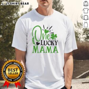 Official One Lucky Mama Irish T-Shirt featuring a vibrant green design perfect for St. Patrick's Day celebrations.