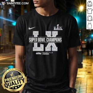 Alt Text: Awesome Seattle Seahawks Super Bowl LX Champions logo T-shirt featuring bold graphics and vibrant team colors.