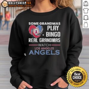 Grandmas enjoying bingo in Los Angeles Angels sweatshirts, showcasing fun moments and Diamond Heart shape designs.
