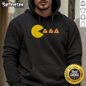 Alt Text: Colorful Purim costume featuring Pacman video game character eating hamantaschen, perfect for a festive Jewish hoodie.