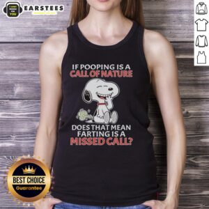 Funny tank top featuring Snoopy with the quote about nature calls, perfect for casual wear and dog lovers.