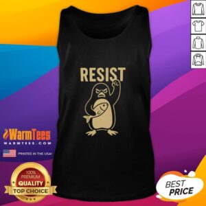 Good Penguins Resist Tank Top featuring a playful penguin design, perfect for casual summer wear and animal lovers.