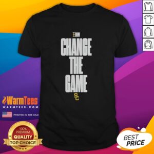 Alt Text: Official USC BHM Change The Game logo t-shirt featuring a bold design celebrating Black History Month at USC.
