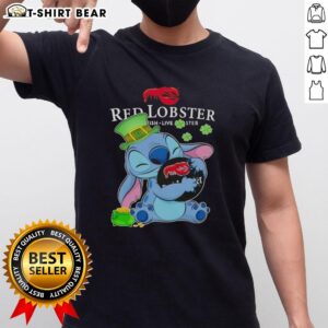 Pretty Stitch Hug Red Lobster Logo Happy Patrick's Day T-Shirt featuring a festive design for St. Patrick's Day celebrations.