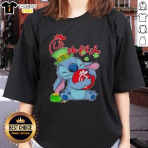 Alt Text: St. Patrick's Day themed ladies tee featuring a nice stitch design and Chick-fil-A logo for festive style.