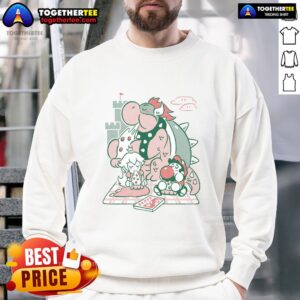 Nice Pizza Break sweatshirt featuring Mario, Bowser, and Peach in a fun, colorful design perfect for gaming fans.