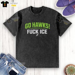 Top Seattle Seahawks Go Hawks T-Shirt in ice washed design, perfect for fans showing team spirit and style.