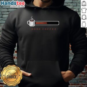 Cozy 'More Coffee' hoodie displayed at a stylish coffee bar, perfect for coffee lovers and casual wear enthusiasts.
