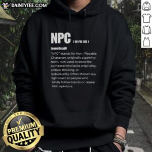 Pretty NPC hoodie featuring gamer humor design, perfect for fans of non-playable characters and gaming culture.