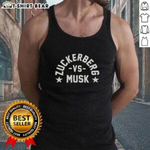 Original Zuckerberg vs Musk tank top featuring humorous graphics of the tech icons in a playful design.
