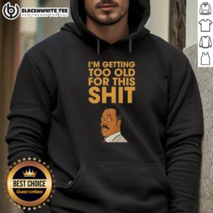 Original Eddie Murphy 'I'm Getting Too Old For This Shit' Portrait Hoodie featuring vibrant graphics and a stylish design.