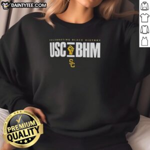 USC Trojans History Month tribute sweatshirt featuring vibrant colors and bold design celebrating school spirit.