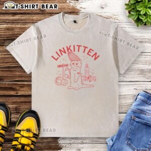 Official Linkitten Washed T-Shirt featuring a trendy cat graphic and comfortable fit, perfect for casual wear.