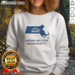 Alt Text: Cozy sweatshirt featuring a vintage map of Massachusetts, perfect for history lovers and Bay State enthusiasts.