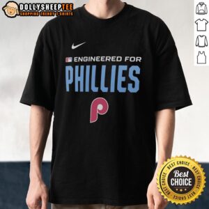 Official Engineered For Philadelphia Phillies MLB logo t-shirt featuring vibrant team colors and a stylish design.