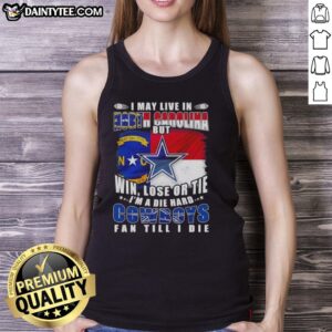 Alt Text: Funny Dallas Cowboys fan tank top featuring a football flag design, perfect for North Carolina supporters.
