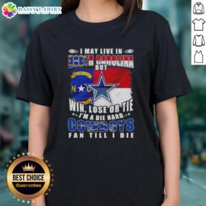 Die-hard Dallas Cowboys fan in North Carolina wearing a football flag ladies tee, showcasing team spirit.