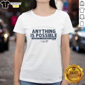 Awesome Sam Darnold 'Anything Is Possible' ladies tee showcasing a stylish design for NFL fans and supporters.