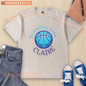 Top standing with Claire in NDSU women's basketball washed t-shirt, showcasing team spirit and style.