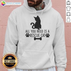 Official All You Need Is Rescue Cat Hoodie featuring a cute cat graphic, perfect for cat lovers and rescue advocates.