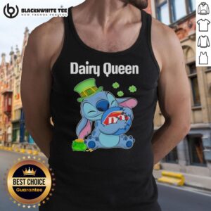 Happy St. Patrick's Day tank top featuring a top stitch design of the Dairy Queen logo for festive style.