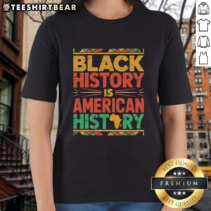Vintage ladies tee celebrating Black History is American History with stylish design and bold text.