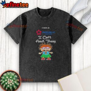 Alt Text: Awesome Chuckie Finster I Work At Republic Services I Can't Adult Today washed t-shirt featuring a playful design.