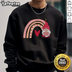 Cute Valentine gnome sweatshirt featuring love hearts for Valentine's Day, perfect for festive celebrations.