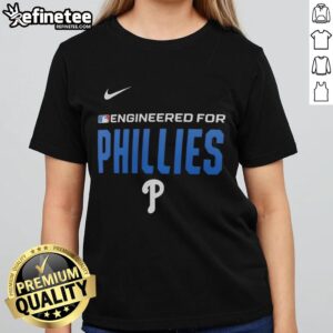 Premium engineered Philadelphia Phillies MLB ladies tee showcasing team colors and logo for female fans.