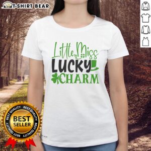 Official Little Miss Lucky Charm Ladies Tee featuring a vibrant design, perfect for casual wear and charm enthusiasts.