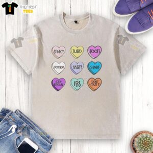 Hot Fart Hearts washed t-shirt featuring a fun graphic design, perfect for casual wear and quirky fashion lovers.