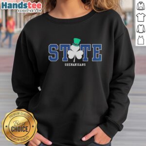 Pretty State Shenanigans Irish Green Sweatshirt featuring a cozy design, perfect for casual outings and St. Patrick's Day.