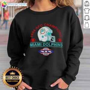 Hot Miami Dolphins 1984 AFC Champions Super Bowl XIX helmet retro sweatshirt showcasing vintage team pride.