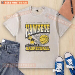Good Hawkeye WBB Max Collegiate Washed T-Shirt in black, featuring logo and relaxed fit, perfect for fans of women's basketball.