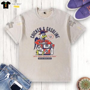 Premium Chicken and Gasoline washed T-shirt featuring the phrase 'Best Fried Chicken in Town' for food lovers.