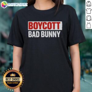 Original Boycott Bad Bunny Ladies Tee featuring bold graphic design and stylish fit for fans of Bad Bunny merchandise.