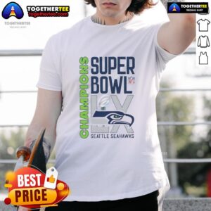 Seattle Seahawks Champions T-Shirt featuring the NFL Super Bowl LX trophy design for fans and collectors.