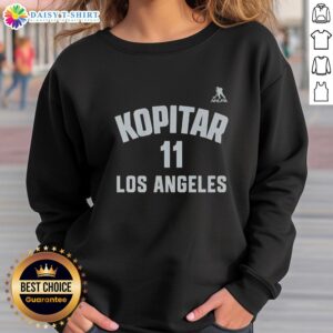Alt Text: Awesome Anze Kopitar 11 Los Angeles Kings hockey sweatshirt featuring name and number on a stylish design.